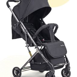 Bonfino Breeze Lite Stroller with Linen Fabric and Reversible Handle - Black-18