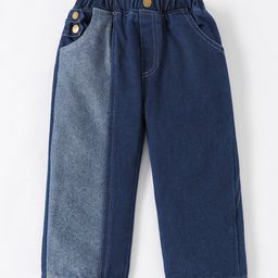 Kookie Kids Denim Full Length Jeans with Text Print - Blue-image-53