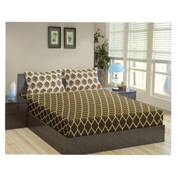 Trance Home Linen Breathable Pure Cotton Flat Double Queen Bedsheet with 2 Pillow Cover- Dori & Damask Forest Green-image-54