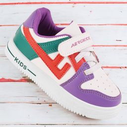 Lil Lollipop Colour Blocked & Perforated Shoes - Purple-image-64
