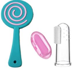 Enorme Silicone Lolipop Shape Multicolor Teething Soft Teether and Baby Silicone Finger Toothbrush with case for Babies-1