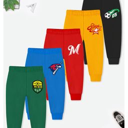 Trampoline Cotton Blend Pack Of 5 M Alphabet & Bird Printed Pajamas - Multi Colour-picture-11