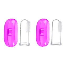 numum Baby Silicone Finger Tooth Brush - Pack of 2 (PINK) (Color and design may vary)-picture-0