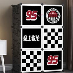 Butterthief Cartoon Printed Collapsible Wardrobe, 6 Cubes Almirah for Kids & Toddlers - Charcoal Grey-13