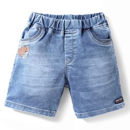 Olio Kids Knit Above Knee Length Denim Jeans With Text Print - Navy Blue-image-98