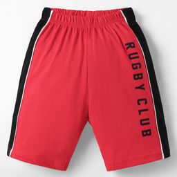 Taeko Single Jersey Knit Shorts With Text Print - Red-image-1