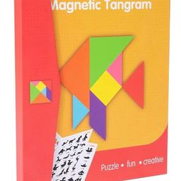 kolorfish KolorFishWooden Pattern Tangram Magnetic Puzzle Shape Blocks Jigsaw Book Brain Teasers Stacking Games Early Educational Learning Challenge IQ Toy Gift for Kid Toddlers Age 3+ Years Old 96 Pcs image 2