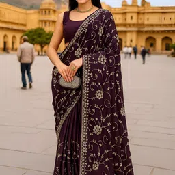 VAIRAGEE Floral Embroidered Heavy Work Saree-picture-3
