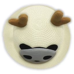 Babymoon Panda Patch & Horns Applique Detailed Cap With String - White image 3