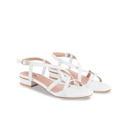 Stylestry Block Sandals with Laser Cuts-11