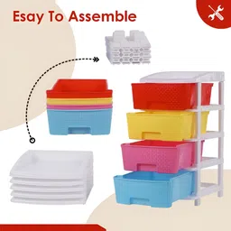 RUBOXA Red & Yellow Textured 4 Layer Drawer Organiser image 3