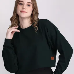 Raxedo Women Round Neck Long Sleeves Crop Pullover Sweatshirt-picture-22