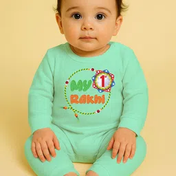 The Peppy Tend Infant My 1st Rakhi Printed Pure Cotton Romper-image-42