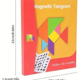 kolorfish KolorFishWooden Pattern Tangram Magnetic Puzzle Shape Blocks Jigsaw Book Brain Teasers Stacking Games Early Educational Learning Challenge IQ Toy Gift for Kid Toddlers Age 3+ Years Old 96 Pcs image 5