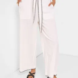 AKKRITI BY PANTALOONS Women Printed Flared Mid-Rise Cotton Trouser-image-102