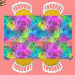 ArtzFolio Pink & Green Printed Anti Slip 4 Seater Table Cover-20