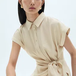 MANGO Belted Shirt Midi Dress-image-15