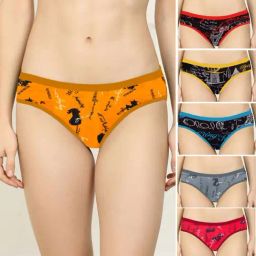 AROUSY Black & Yellow Printed Hipster Panties - Pack Of 6-image-30