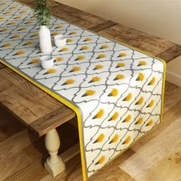 SEJ by Nisha Gupta White & Yellow Table Runner - Set of 1-43