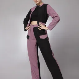 KASSUALLY Black & Mauve Color-Block Jacket image 4