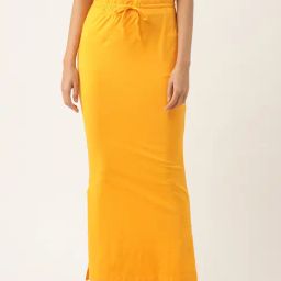 Ms.Lingies Yellow Plain Saree Shapewear-52