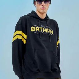 Bewakoof Official DC Merchandise Black Relaxed Fit Graphic Print Oversized Hooded Sweatshirt-picture-32