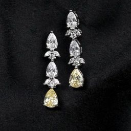 The Real Effect London Sonah Silver Citrine and White Stones Dangler Earrings-image-17