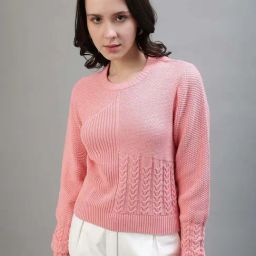 Iconic Pink Cotton Crochet Pattern Sweater-image-58