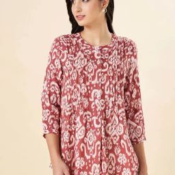 Akkriti by Pantaloons Maroon Print A Line Kurti-picture-33