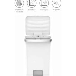 OBSESSIONS White Plastic Step Dustbin with Fingerprint Resistant (70 L) image 5