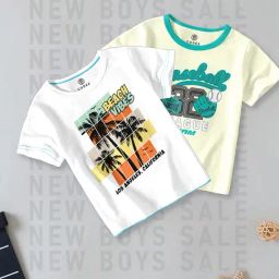 Codez Kids White & Green Printed T-Shirt (Pack Of 2)-image-81