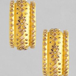 Peora Women 6Pcs Gold-Plated Kundan Studded Bangles Set-44