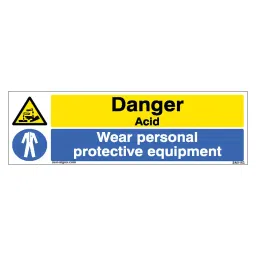 SUNSIGNS Danger Acid, Ware Personal Protective Equipment Signages Size 300x100 mm HP Print + Vinyl + Sun Board, SN0153-picture-29