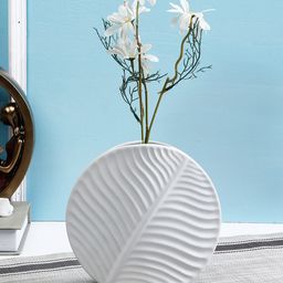 TAYHAA White Leaf Shape Handcrafted Ceramic Vase-image-75