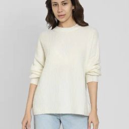 American Eagle Beige Regular fit Solid Sweaters-image-18