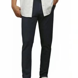 Louis Philippe Navy Cotton Slim Fit Jeans-image-45