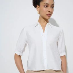 Wardrobe by Westside Ivory Crinkle Textured Shirt-image-58