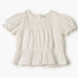 Giggles by Babyshop Girls Puff Sleeve Self Design Cotton Cinched Waist Top-image-77