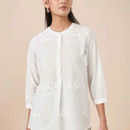 Akkriti by Pantaloons White Cotton Embroidered A Line Kurti-image-13