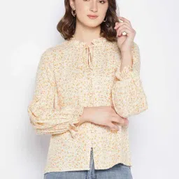 Madame Beige Floral Regular Fit Top & Tees-picture-37