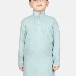 SG YUVRAJ Boys Turquoise Blue Woven Design Straight Kurta-image-9