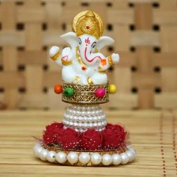 eCraftIndia Lord Ganesha Idol on Decorative Handcrafted Plate for Home and Car-image-55