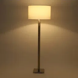 Home4U Wilson Silver & White Floor Lamp with Shade - Set of 1-image-61