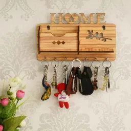 eCraftIndia Home Theme Multiutility 7 Hooks Wooden KeyHolder-33