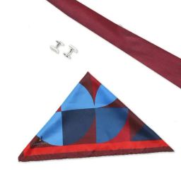 Allen Solly Maroon Embroidered Tie, Cufflinks and Pocket Square-image-87