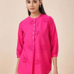 Akkriti by Pantaloons Pink Cotton Embroidered A Line Kurti-image-59