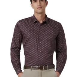 Van Heusen Maroon Cotton Slim Fit Printed Shirt-image-51