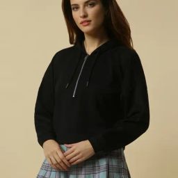 Allen Solly Women's Black Hooded Neck Sweatshirt-image-27