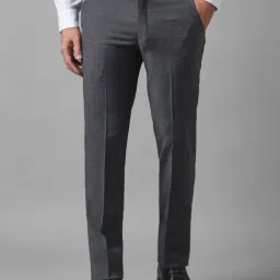 Louis Philippe Permapress Grey Slim Fit Texture Trousers-picture-49