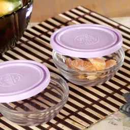 Duralex 'Freshbox' Transparent & Purple Glass 12 cm Container With Lid (0.31 L) - Set of 2-18